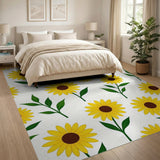 Cheerful Yellow Sunflower Pattern Area Rug