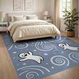 Whimsical Cartoon Ghosts Blue Area Rug