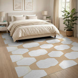 Beige Hexagon Lattice Area Rug