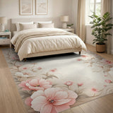 ODIKA Washable Vintage Floral Area Rug - Non-Slip Low Pile & Robot Vacuum Friendly
