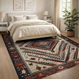 Southwestern Geometric Tribal Area Rug Multi-Color