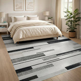 Stripe Modern Black White Geometric Stripe Area Rug