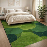 Green Overlapping Leaf Abstract Area Rug