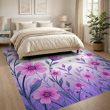 Cascading Pink Cosmos Floral Area Rug