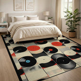 Retro Vinyl Records Geometric Rug