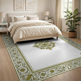Gold and Silver Traditional Persian Ornate Gold Floral Border Area Rug