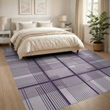 Purple Grid Geometric Area Rug