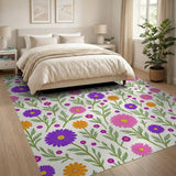 Vibrant Multi-Color Daisy Floral Area Rug