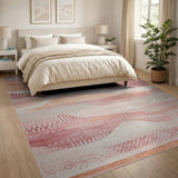 Pink Abstract Wavy Pink Area Rug