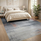 Grey Distressed Grey Abstract Area Rug