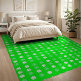 Green Lucky Shamrock Clover Green Area Rug