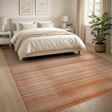 ODIKA Orange Woven Grid Stripe Area Rug