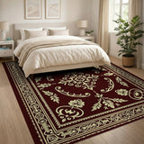 Ornate Burgundy Persian Medallion Area Rug