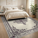 Ornate Cream Medallion Persian Area Rug