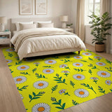 Floral Vintage Cheerful Yellow Daisy Floral Area Rug
