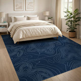 Blue Topographic Contour Area Rug