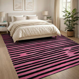 Pink Bold Pink Black Striped Area Rug