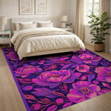 Vibrant Purple Peony Floral Area Rug