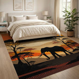 Elephant Savanna Sunset Area Rug