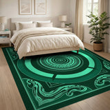 Teal Mandala on Emerald Green Area Rug