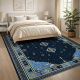 Celestial Navy Blue Geometric Area Rug