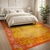 Vibrant Orange Abstract Geometric Area Rug