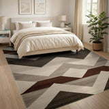 Geometric Grey Chevron Area Rug