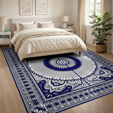 Black White Heritage Tribal Mandala Area Rug