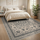 Traditional Persian Beige and Neutral Beige Traditional Persian Medallion Area Rug