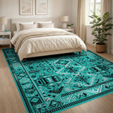Blue and Teal Southwestern Teal Southwestern Geometric Area Rug