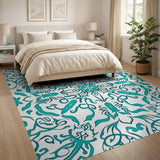 Intricate Teal Persian Floral Area Rug