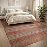 Terracotta Striped Woven Area Rug