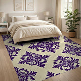 Elegant Purple Damask Floral Purple Area Rug