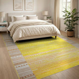 Vibrant Yellow Geometric Modern Area Rug