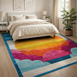 Geometric Sunset Sun Multi-Color Area Rug
