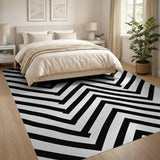Black and White Bold Zigzag Black White Geometric Area Rug