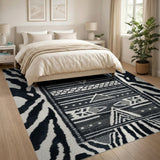 Zebra Border Heritage Tribal Area Rug