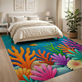 Vibrant Cartoon Clownfish Coral Reef Rug