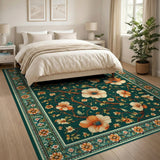 Emerald Green Floral Persian Area Rug
