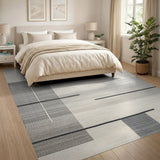 Beige and Neutral Modern Geometric Beige Area Rug