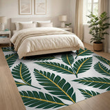 Coastal Beach Lush Green Banana Leaf Area Rug