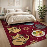 Playful Cartoon Cats Holiday Feast Rug