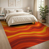 ODIKA Abstract Sunset Wave Washable Area Rug - Non-Slip Low Pile