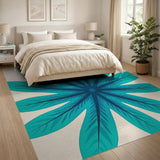 Teal Starburst Leaf Area Rug