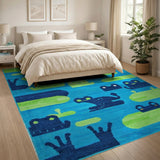 Playful Cartoon Frogs Lily Pad Area Rug