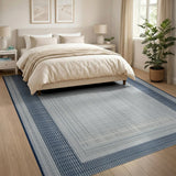 Blue Border Textured Woven Area Rug