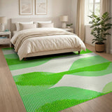 Modern Green Wavy Stripe Area Rug