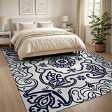 Navy Blue Traditional Persian Traditional Persian Area Rug