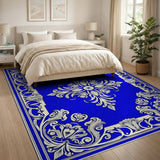 Royal Blue Ornate Floral Area Rug