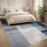 Modern Navy Blue Grey Geometric Area Rug